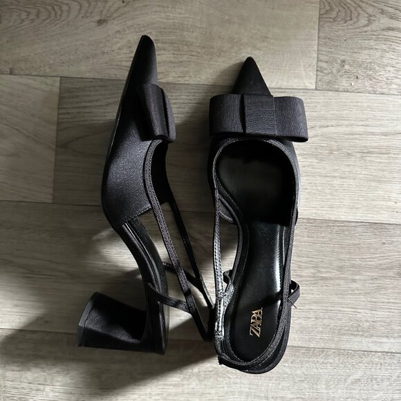 Zara Black Bow Heels - Picture 1 of 6
